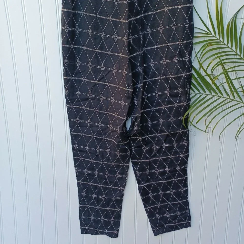 Madewell Diamond Dot  Sleeveless Jumpsuit Size XS  Black Cream Tribal Boho - Picture 9 of 11